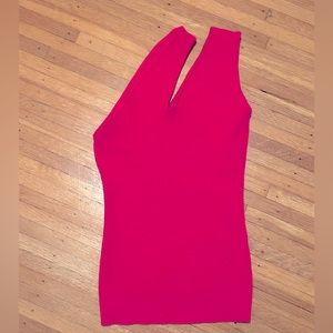 Elan Hot Pink One Shoulder Tank Top